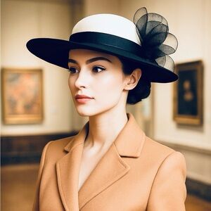 Vintage Color Block Black & White Wool Hat